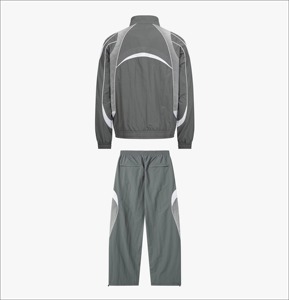 Conjunto Deportivo para Hombre, Chaqueta Cortavientos Gris con Bloques de Color, Secado Rápido, Ropa de Otoño, Cuello Alto, Tejido de Poliéster - Product Image 2
