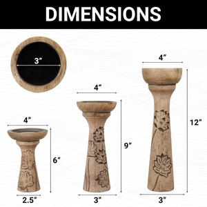 New design Lotus vine natural wood candle holder 3 <b>pc</b> set pillar candle holders carved wooden candle <b>stand</b> offer customizations - Product Image 4