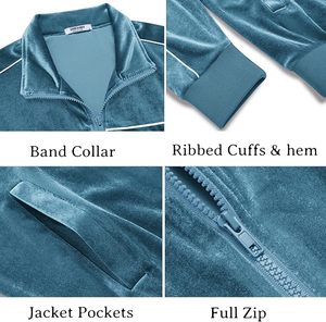 <b>Mens</b> <b>Velour</b> <b>Tracksuit</b> Full Zip Jacket And Pants Set Custom Logo Sportswear Casual Athletic Jogging Suit - Product Image 6