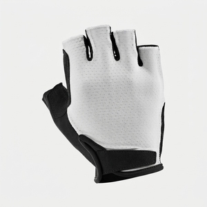 Gants de cyclisme mi-doigts antidérapants blancs en polyester respirant avec rembourrage et fermeture auto-agrippante unisexe pour l'été - Product Image 1