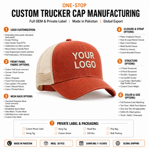 Gorra trucker estructurada con panel trasero de malla fina y parche tejido personalizado, panel frontal de pana, para regalos promocionales, proveedor mayorista - Product Image 4