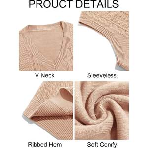 2025 <b>Men's</b> V Neck <b>Cardigan</b> Casual Cable Knitted Slim Fit Sleeveless Sweater Vest Winter Knitwear Pullover - Product Image 2