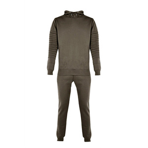 Conjunto Deportivo para Hombre, Color Verde Oliva, con Capucha, Paneles, Manga Larga, Sudadera y Pantalones de Poliéster, Corte Regular, para Otoño - Product Image 1