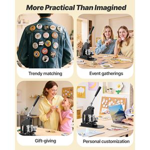 Ergonomi 2.25 Button Maker Machine Pin Maker Machine 500pcs Button Parts Circle Cutter Hex Wrenches Magic Button <b>Making</b> Machines - Product Image 6