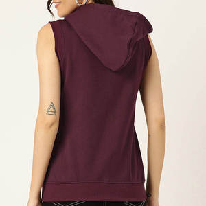 OEM ODM Women Sleeveless Full <b>Zipper</b> Hoodies High Quality Breathable Comfortable Fit Casual Style Gym Fitness Activewear Hoodie - Product Image 4
