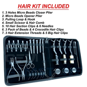 Professional Hair Extension Tool Kit – Micro Beads Plier Set Loop <b>Hook</b> Needles <b>Clips</b> & Thread – Hair Extension Installation Kit - Product Image 2