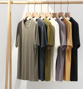 T-shirts pour hommes de haute qualité en gros, blancs, 47% modal, 47% coton, 6% élasthanne, impression personnalisée, t-shirts unis, t-shirts avec logo imprimé - Product Image 1