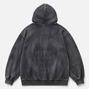 เสื้อฮู้ดดี้ทรงโอเวอร์ไซส์สไตล์สตรีทแฟชั่นยอดนิยม ผลิตจากผ้าฝ้ายผสมขนแกะคุณภาพพรีเมียม ดีไซน์แบบย้อมสีเอซิดวอช - Product Image 2
