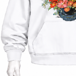 Sweat à capuche blanc à motif floral coloré, coupe oversize, avec poche kangourou, style streetwear décontracté, haut d'hiver - Product Image 5