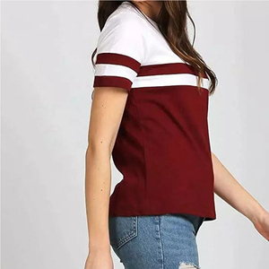 T-shirt décontracté pour femme à col rond, coupe ajustée, imprimé écossais unique, manches courtes, écologique, vente en gros - Product Image 5