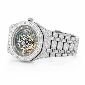 Montre mécanique octogonale de luxe pour homme, bracelet en acier inoxydable avec diamants, cadran analogique, verre saphir, fermoir déployant, 40 mm - Product Image 3