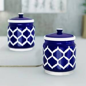 Juego de Recipientes de Cerámica Hechos a Mano con Tapa Hermética, Organizador de Cocina, Diseño Minimalista de Puntos, Recipiente Duradero y Seguro para Alimentos - Product Image 3