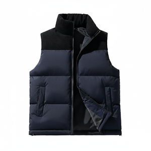 Gilets matelassés isolants coupe-vent sans manches à col montant, design color block, pour l'extérieur en hiver, vente en gros - Product Image 4