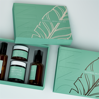 Ensemble d'emballages haut de gamme pour soins de la peau et cosmétiques avec pots en verre ambré, flacons compte-gouttes pour sérum, boîte cadeau personnalisable pour crème de soin de la peau