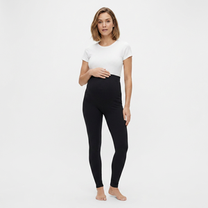 Leggings longs en tricot taille haute pour femmes, fabrication Bangladesh, noirs, extensibles, sans coutures, style basique, toutes saisons. - Product Image 4