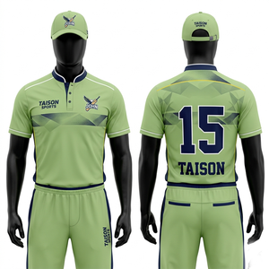 เสื้อคริกเก็ตชาย 185 GSM ผ้าโพลีเอสเตอร์อินเตอร์ล็อคคุณภาพสูง สีแดงเลือดหมู เหลือง น้ำเงิน ดีไซน์ลายแผง  โลโก้แบบพิมพ์ร้อน - Product Image 5