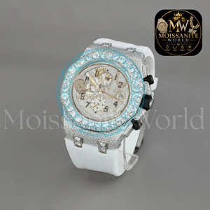 Montre analogique ronde de luxe avec boîtier en acier inoxydable durable et bracelet en silicone blanc, disponible au meilleur prix d'exportation - Product Image 4