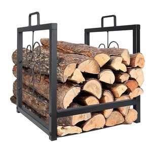 Rectangular Steel <b>Log</b> <b>Holder</b> with Powder Coated Finish for Firewood Storage Classic Style - Product Image 1