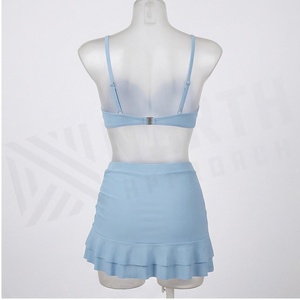 Ensemble tankini 2 pièces bleu clair pour femme NORTH APPROACH, haut croisé à bretelles et jupe froncée, maillot de bain - Product Image 2