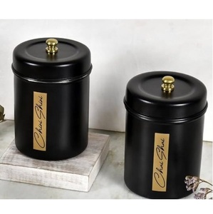 Sustainable Quality Stainless Steel Metal Canister Black Finished Storage Canister Modern Design Tea Storage <b>Jar</b> - Product Image 1