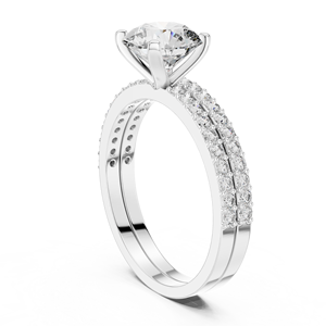 Exquisito Anillo de Diamantes Brillantes Redondos Cultivados en Laboratorio, Oro de 18k, 14k, 9k, Oro Blanco y Oro Rosa, Triple Hilera, Pavé, Ondulado, Conjunto Nupcial, Joyería Ética - Product Image 3