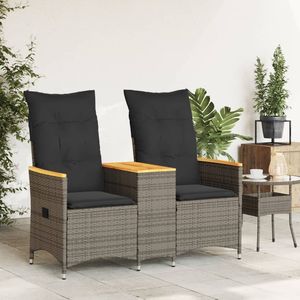 Canapé de jardin inclinable 2 places en rotin PE gris, design standard pour une assise extérieure confortable - Product Image 3
