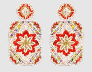 Geometric Beaded Drop Earrings Women's Bohemia Style Party Jewelry Green Pink Blue Acrylic <b>Resin</b> Dangle Earrings - Product Image 5