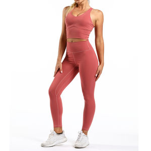Conjunto de sujetador deportivo sin costuras y leggings con logo personalizado para mujer, para gimnasio, venta al por mayor, ropa deportiva, conjuntos de yoga personalizados - Product Image 2