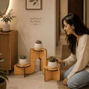 Soporte de madera para plantas, soporte para macetas de interior, estante moderno para plantas con corte láser para sala de estar, balcón, dormitorio, oficina, decoración del hogar - Product Image 2