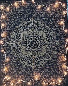 Midnight Blue Gold Ombre Mandala Tapestries <b>Queen</b> Size Wall Hanging Printed <b>Bed</b> <b>Sheet</b> Decor for <b>Queen</b> and Twin <b>Beds</b> - Product Image 3
