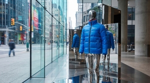 Veste matelassée à capuche bleue pour homme, col montant, chaude, imperméable, légère, pour l'hiver et les activités de plein air, One Apex - Product Image 2