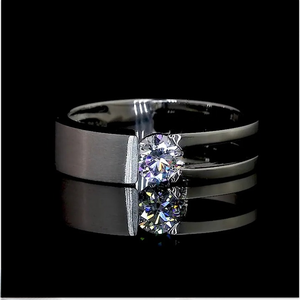 Anillo de Boda para Hombre con Diamante Cultivado en Laboratorio de Corte Redondo de 1 Quilate en Oro Blanco con Certificación IGI Claridad VVS-VS 10/14/18KT de Lujo - Product Image 4