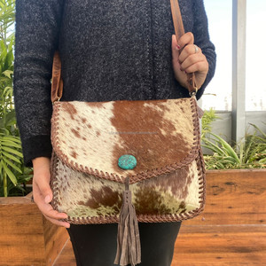 Nuevo bolso cruzado de piel de vaca de alta calidad personalizado diseñador de lujo de gran capacidad bolsos de hombro con borlas de cuero genuino para mujer - Product Image 2