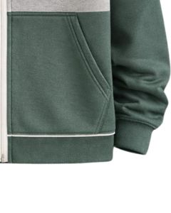 Sweat à capuche zippé personnalisé pour homme, vert sauge et gris, en molleton de coton, style streetwear décontracté, veste d'hiver, fabrication sur mesure - Product Image 6