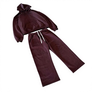 Ensemble de survêtement oversize pour homme : sweat à capuche court zippé et pantalon de jogging large en molleton de coton épais – Tenue décontractée et streetwear - Product Image 5