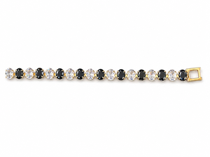 Pulsera de tenis clásica para mujer, chapada en oro de 18 quilates, con circonitas redondas, diseño alternado en negro y transparente, para boda - Product Image 5