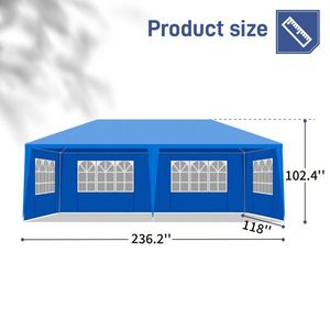 Waterproof Blue Wedding & Party Tent with 10 X 20 Canopy 6 Removable Sidewalls for Outdoor Patio for Weddings and Parties - Product Image 2