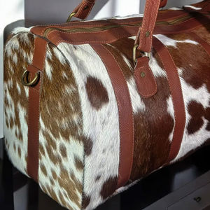 Sac de voyage en cuir de vachette, style personnalisé, sac de voyage en toile - Product Image 3