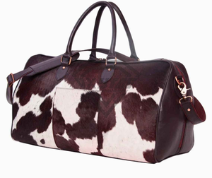 Sac de voyage en cuir de vachette véritable, sac de week-end de luxe, bagage de voyage fait main en cuir à poils, sac de nuit à emporter, qualité supérieure - Product Image 2