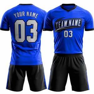 Custom <b>Red</b> Soccer Uniform Set Team Name Number 03 Sublimation Print Adult Unisex Breathable Polyester Jersey Shorts OEM Service - Product Image 2