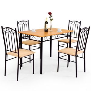 Set di 5 Pezzi: Tavolo da Pranzo in Legno e 4 Sedie Imbottite per Sala da Pranzo - Product Image 3