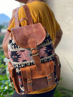 Nouveau Western Boho Style Vintage fait à la main en cuir Jacquard cordon sacs à dos point à la main Klim en cuir véritable Style indien sacs
