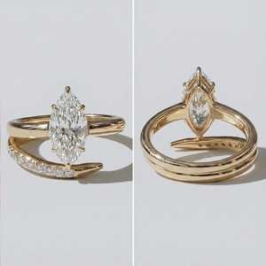 Lab Grown 3.03CT Marquise Cut Diamond Signet <b>Open</b> Band <b>Ring</b> 18K Solid Yellow Gold Fine Engagement Proposal Gift For Lovers Charm - Product Image 3