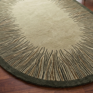 Tapis rond moderne en laine tressée, aspect laine, couleur marron vert naturel, tapis de salle à manger - Product Image 4