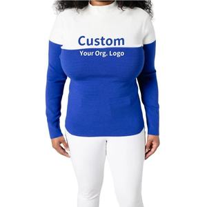 Venta al por Mayor de Artículos Personalizados de Alta Calidad con Letras Griegas Suéter de Punto con Cuello Alto para Mujer, Bordado Jacquard con Logotipo ZP, Pullover - Product Image 1