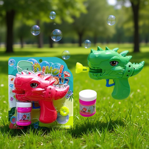 Pistola per bolle Dino 19x20,5x4 cm con soluzione per il gioco all'aperto dei bambini - Product Image 3