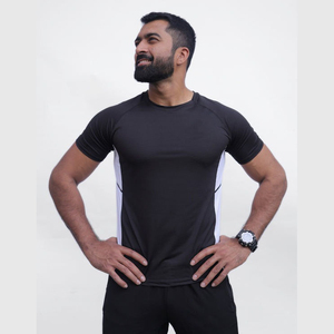 T-shirt de sport pour homme à manches courtes, séchage rapide, 100 % coton, haut d'entraînement athlétique en tissu toile, impression numérique, respirant - Product Image 1