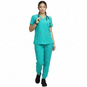 Custom Nurse Scrub Suit OEM Medical Uniform Breathable Comfortable Hospital Wear <b>Set</b> Cotton Polyester Scrub Suits Wholesale - Product Image 3
