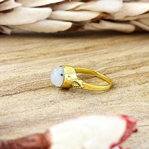 Market Favorite Bohemia <b>Moonstone</b> Ring Vintage Brass Women 18K Gold Plated Silver Plated Minimalist Tribal <b>Jewelry</b> - Product Image 3