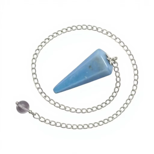 Péndulo de fluorita azul al por mayor, cristal pulido de color azul, cadena plateada, herramientas de meditación y radiestesia Feng Shui - Product Image 5